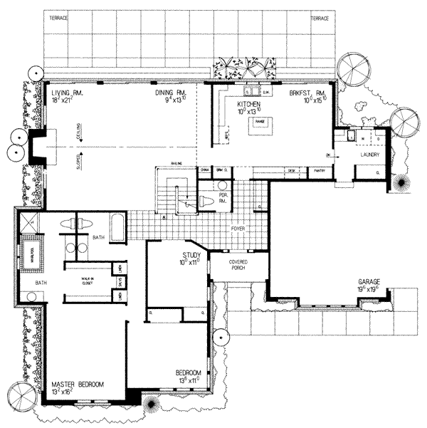 House Blueprint - Tudor Floor Plan - Main Floor Plan #72-309