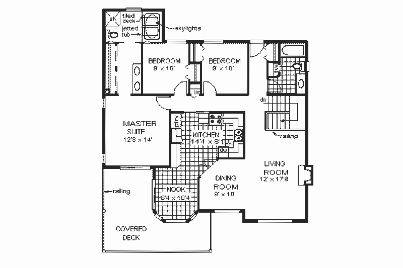 House Blueprint - Floor Plan - Main Floor for European House Plan #18-158 - 3 bed, 2 bath