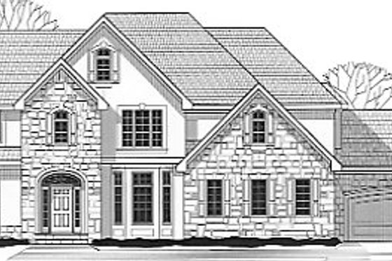 Exterior - Front Elevation for European House Plan #67-613 - 4 bed, 3.5 bath