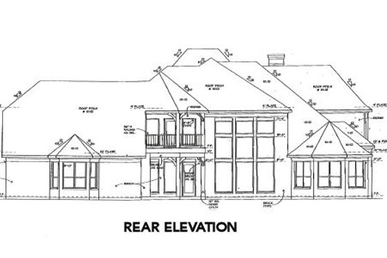 Exterior - Rear Elevation for European House Plan #141-248 - 5 bed, 4.5 bath