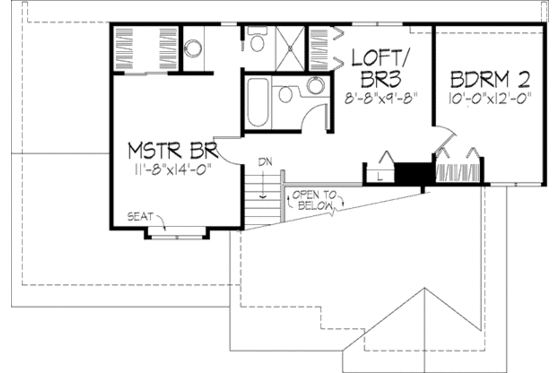 Floor Plan - Upper Floor for Country House Plan #320-360 - 2 bed, 2.5 bath