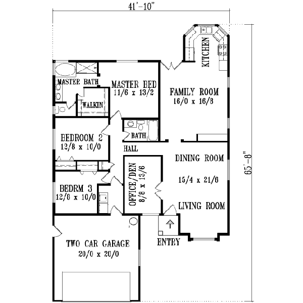Adobe / Southwestern Floor Plan - Main Floor Plan #1-1332