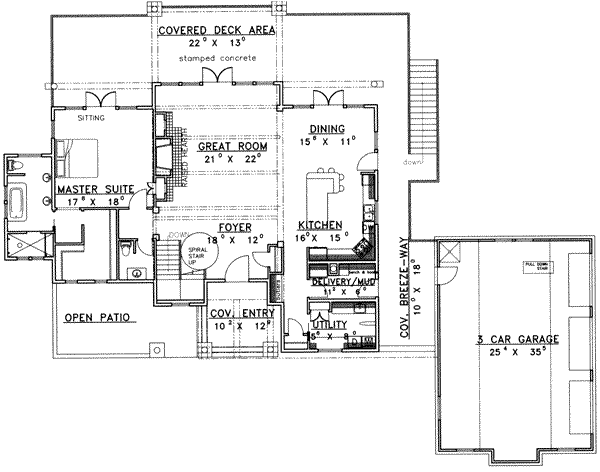 Architectural House Design - European Floor Plan - Main Floor Plan #117-448