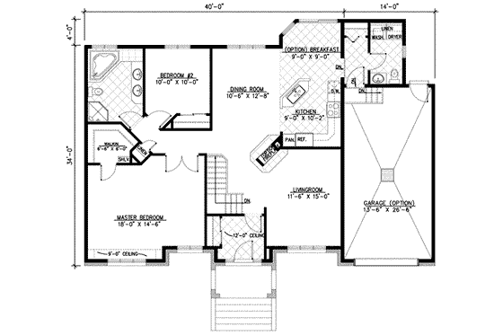 Floor Plan - Main Floor for European House Plan #138-104 - 2 bed, 1 bath