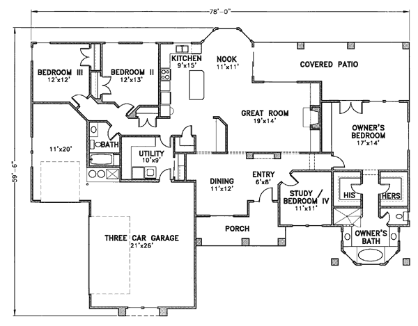 Adobe / Southwestern Floor Plan - Main Floor Plan #24-134
