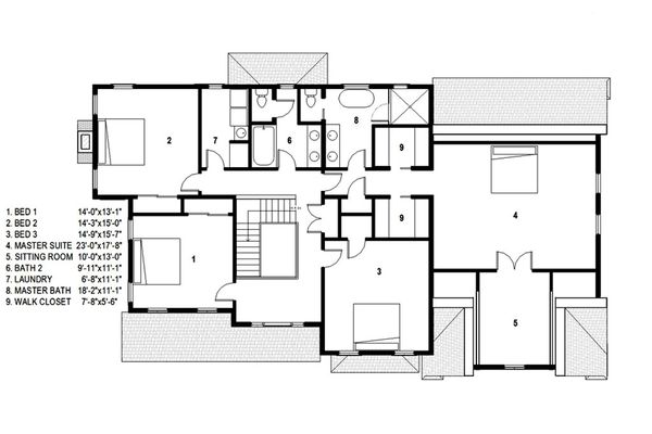 Traditional Floor Plan - Upper Floor Plan #497-46