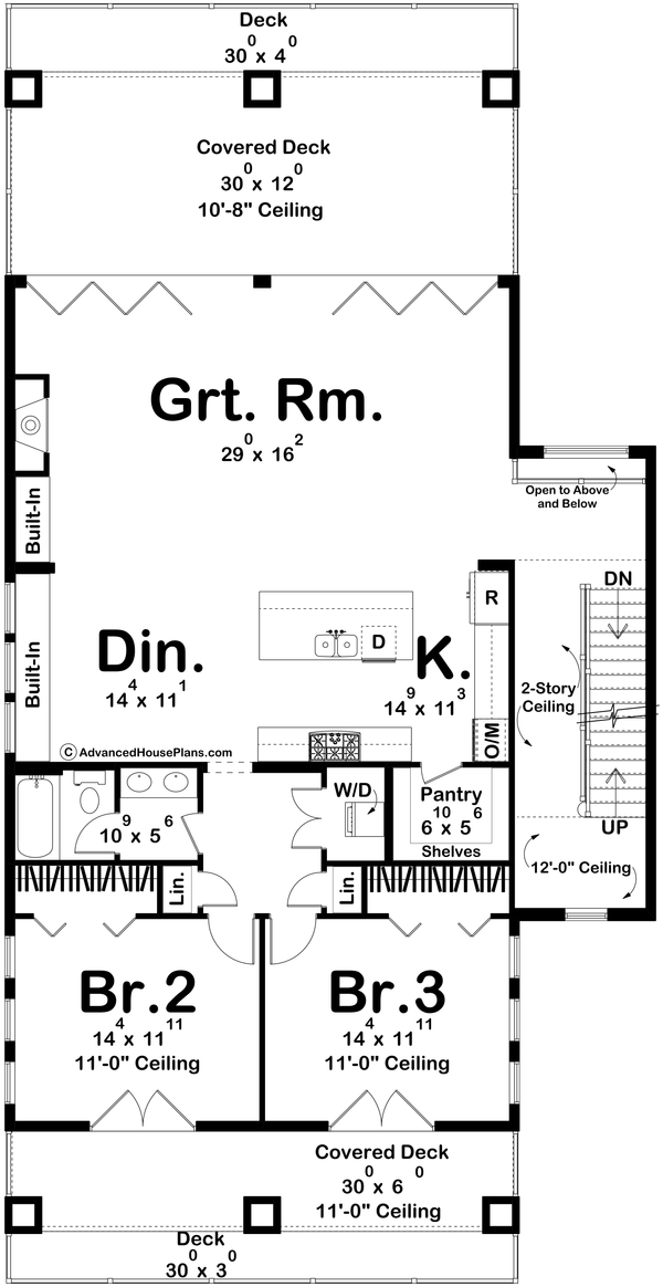 Beach Floor Plan - Upper Floor Plan #455-378