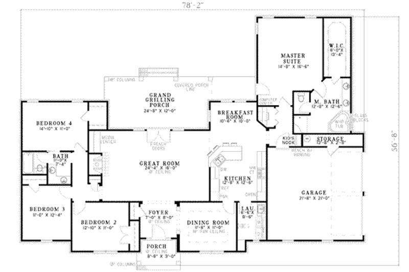 Dream House Plan - Floor Plan - Main Floor for Traditional House Plan #17-2087 - 4 bed, 2 bath