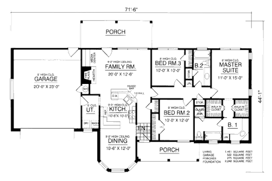 Floor Plan - Main Floor for Traditional House Plan #40-411 - 3 bed, 2 bath