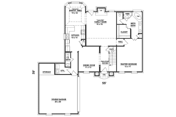 Floor Plan - Main Floor for Southern House Plan #81-203 - 4 bed, 3.5 bath