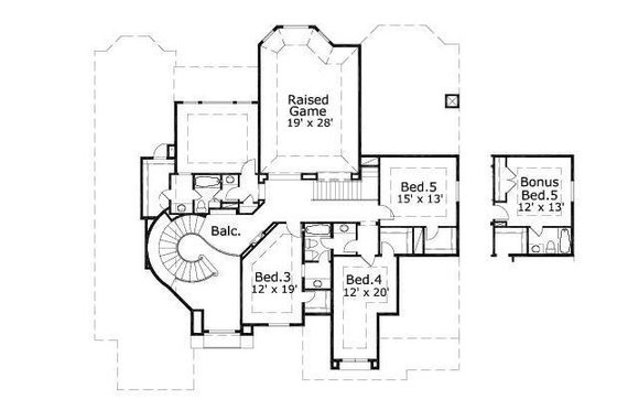 Floor Plan - Upper Floor for Traditional House Plan #411-344 - 5 bed, 3.5 bath