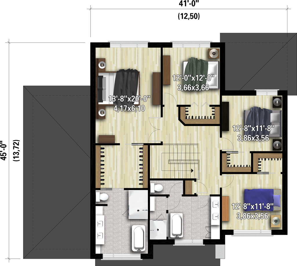 Contemporary Style House Plan 4 Beds 2 5 Baths 3044 Sq Ft Plan 25 4910 Floorplans Com