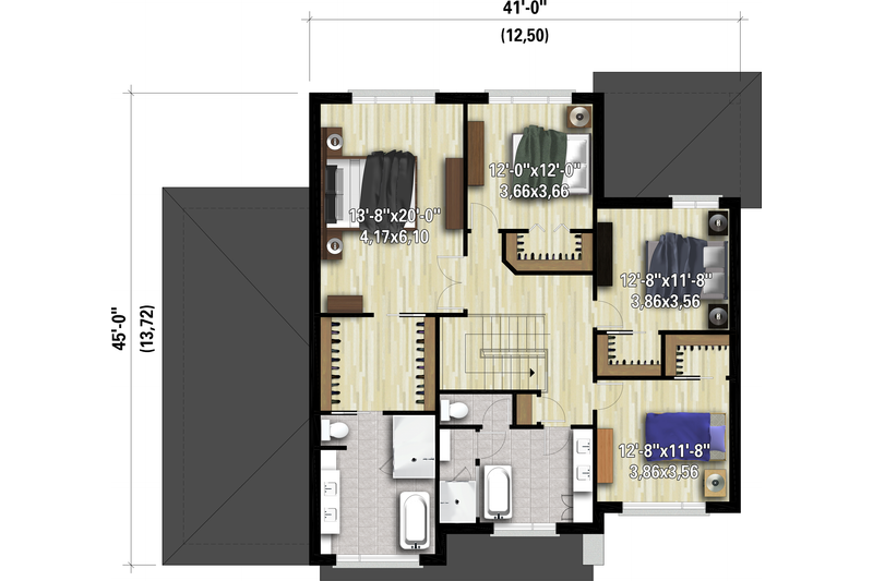 Dream House Plan - Floor Plan - Upper Floor for Contemporary House Plan #25-4910 - 4 bed, 2.5 bath