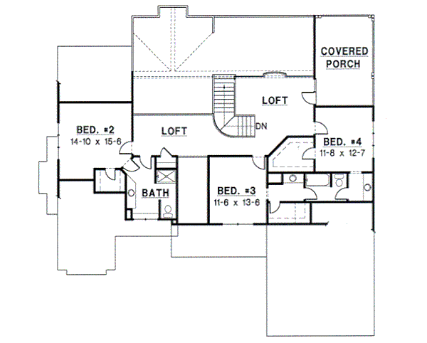 Bungalow Floor Plan - Upper Floor Plan #67-290