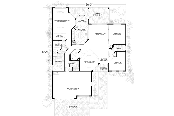Floor Plan - Main Floor for Mediterranean House Plan #420-143 - 5 bed, 4 bath