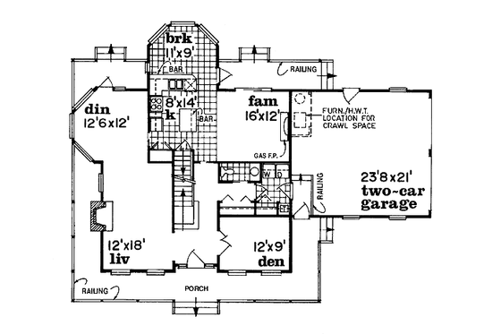 Floor Plan - Main Floor for Country House Plan #47-287 - 4 bed, 2.5 bath
