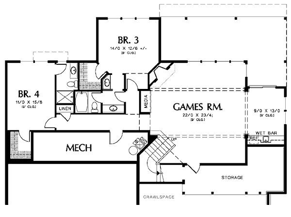 House Plan Design - European Floor Plan - Lower Floor Plan #48-428