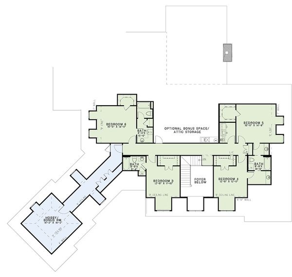 House Blueprint - European Floor Plan - Upper Floor Plan #17-2507
