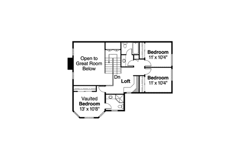 Home Plan - Floor Plan - Upper Floor for Farmhouse House Plan #124-419 - 4 bed, 3.5 bath