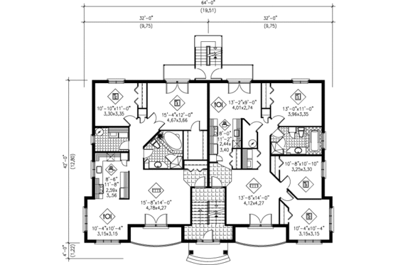 Floor Plan - Main Floor for European House Plan #25-306 - 20 bed, 8 bath