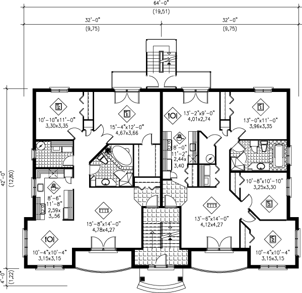 European Floor Plan - Main Floor Plan #25-306