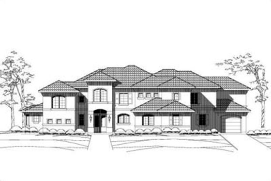 Exterior - Front Elevation for Mediterranean House Plan #411-102 - 5 bed, 5.5 bath