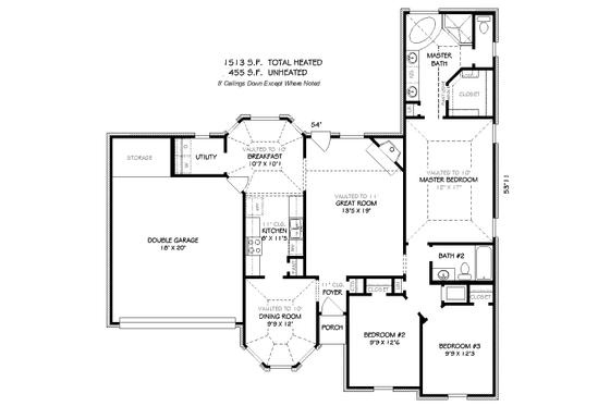 Floor Plan - Main Floor for Traditional House Plan #424-24 - 3 bed, 2 bath