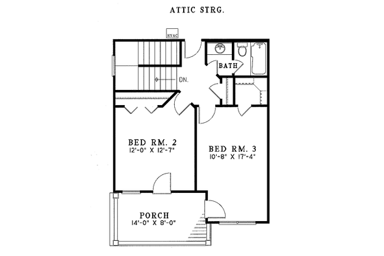 Floor Plan - Upper Floor for Southern House Plan #17-2054 - 3 bed, 2.5 bath