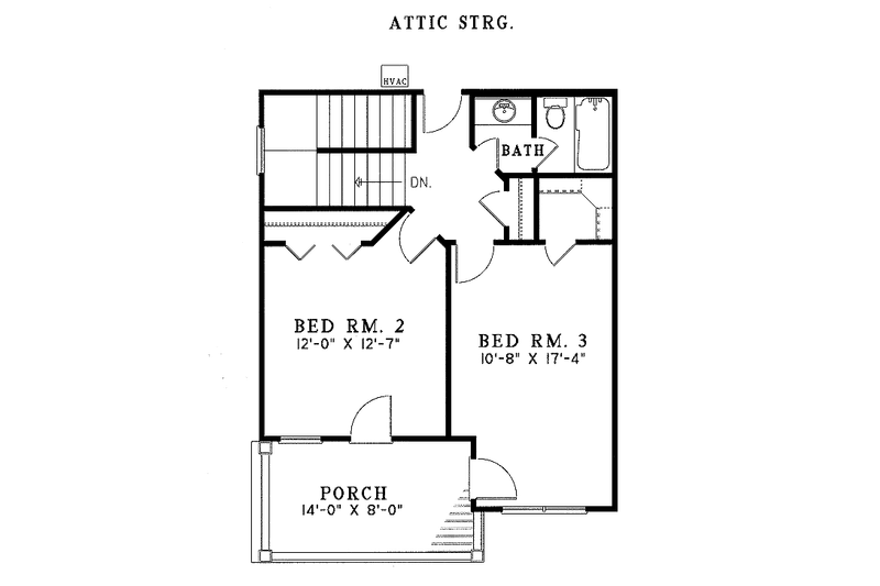 Dream House Plan - Floor Plan - Upper Floor for Southern House Plan #17-2054 - 3 bed, 2.5 bath