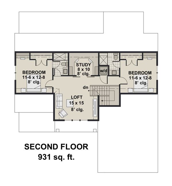Farmhouse Floor Plan - Upper Floor Plan #51-1146