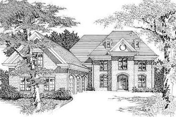 Exterior - Front Elevation for European House Plan #329-313 - 4 bed, 3.5 bath