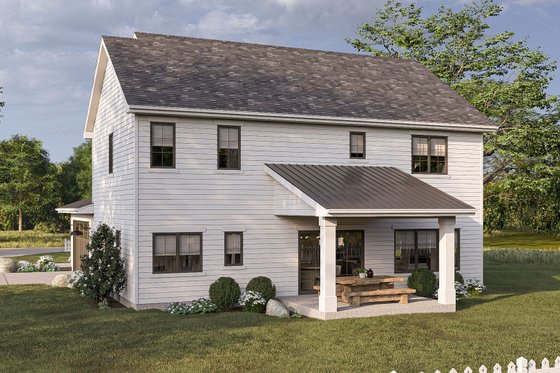 Exterior - Rear Elevation for Farmhouse House Plan #455-561 - 4 bed, 2.5 bath