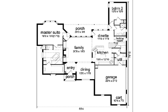 Floor Plan - Main Floor for European House Plan #84-288 - 5 bed, 4 bath