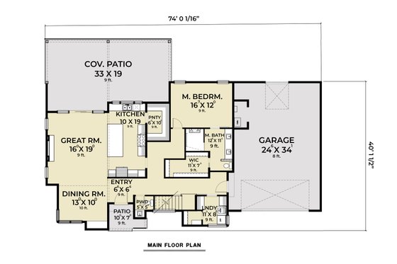 Floor Plan - Main Floor for Contemporary House Plan #1070-153 - 3 bed, 2.5 bath