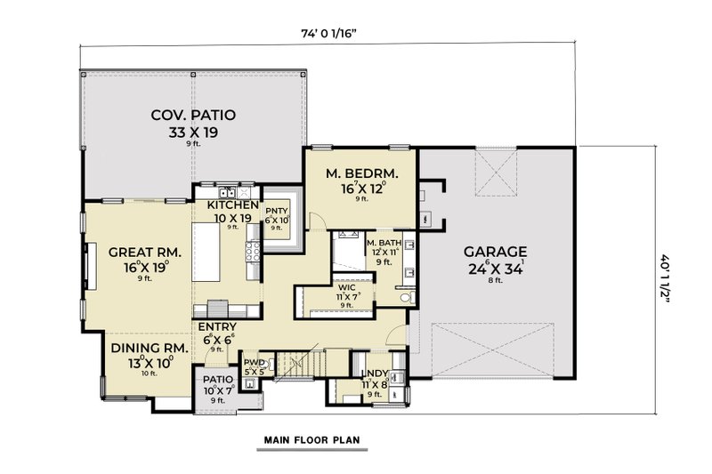 Home Plan - Floor Plan - Main Floor for Contemporary House Plan #1070-153 - 3 bed, 2.5 bath