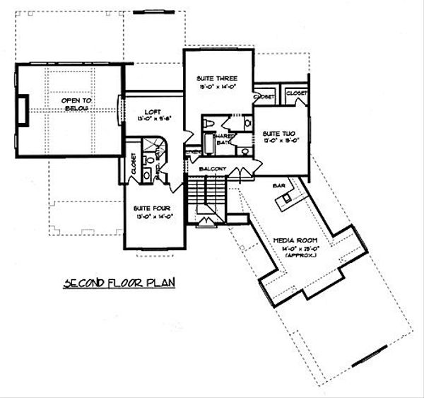 House Blueprint - European Floor Plan - Upper Floor Plan #413-133