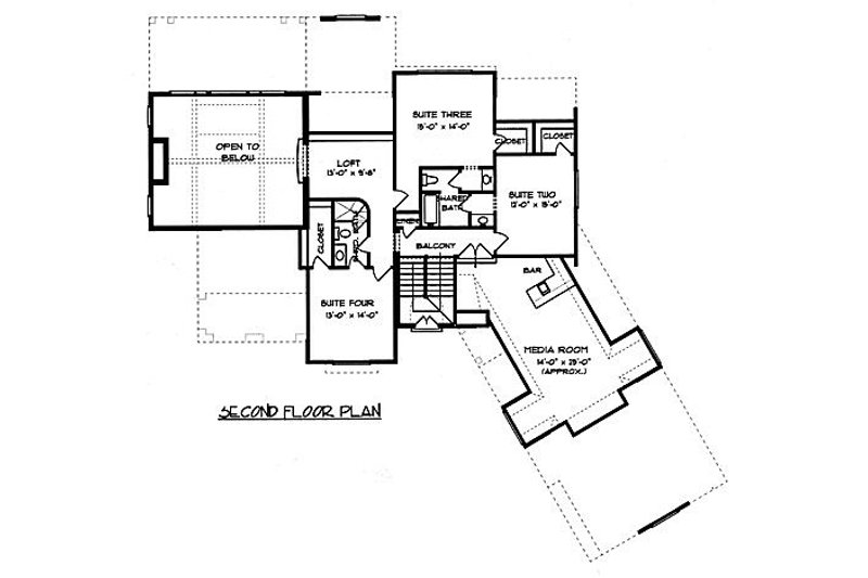 Home Plan - Floor Plan - Upper Floor for European House Plan #413-133 - 4 bed, 3.5 bath