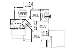 Floor Plan - Upper Floor for European House Plan #67-596 - 4 bed, 3.5 bath