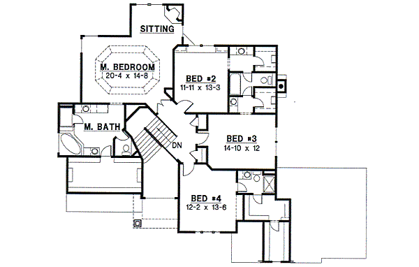 European Floor Plan - Upper Floor Plan #67-596