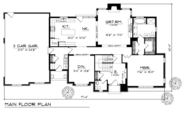 Architectural House Design - Southern Floor Plan - Main Floor Plan #70-422