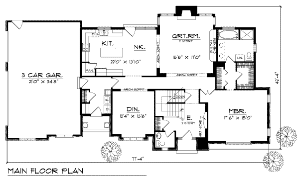 Southern Floor Plan - Main Floor Plan #70-422