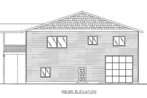 Exterior - Rear Elevation for Cabin House Plan #117-782 - 2 bed, 2 bath