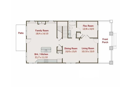 Floor Plan - Main Floor for Craftsman House Plan #461-14 - 4 bed, 3 bath