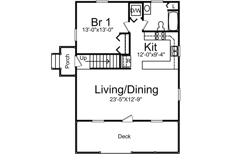 House Plan Design - Floor Plan - Main Floor for Cottage House Plan #57-240 - 3 bed, 1.5 bath