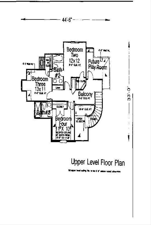 Colonial Floor Plan - Upper Floor Plan #310-726