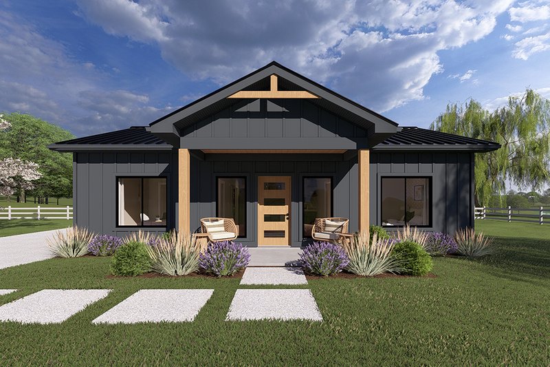 House Blueprint - Exterior - Front Elevation 2 for Barndominium House Plan #126-305 - 2 bed, 2 bath