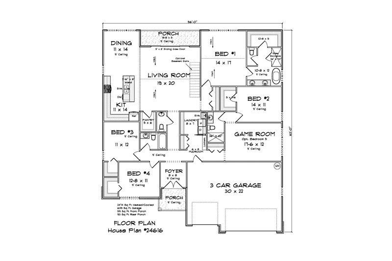 Home Plan - Floor Plan - Main Floor for Cottage House Plan #513-2409 - 4 bed, 3.5 bath