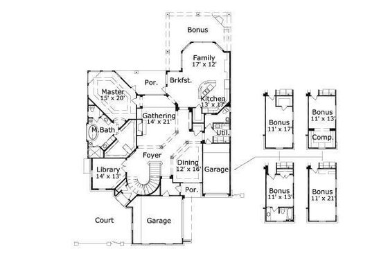 Floor Plan - Main Floor for European House Plan #411-301 - 4 bed, 3.5 bath