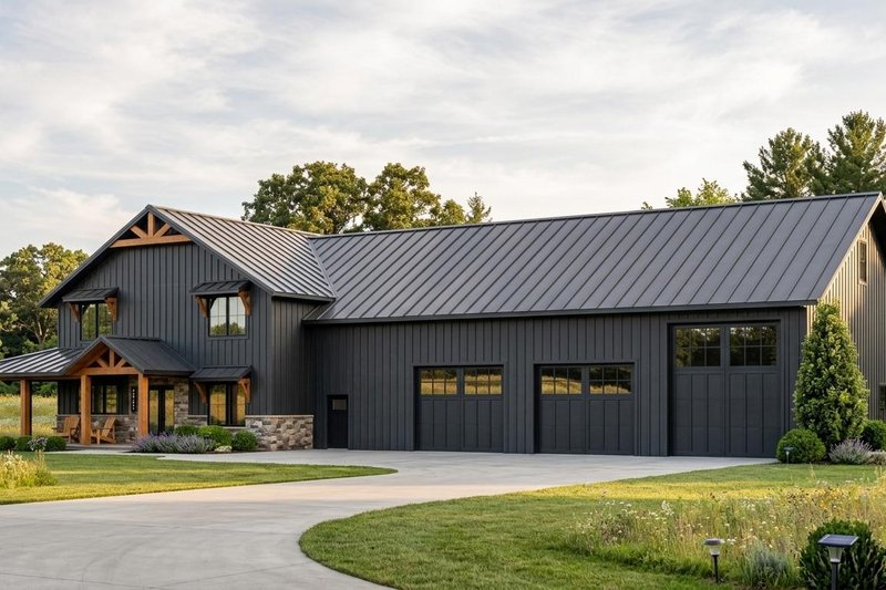Exterior - Front Elevation 2 for Barndominium House Plan #1064-223 - 3 bed, 2.5 bath