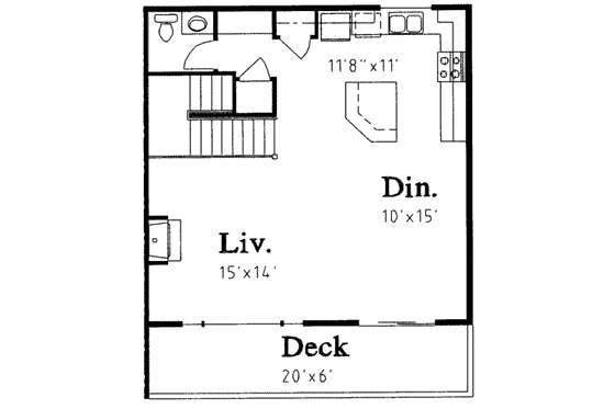 Floor Plan - Upper Floor for Traditional House Plan #303-408 - 2 bed, 1.5 bath